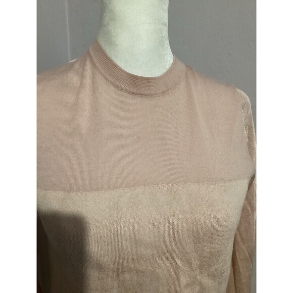 Rag & Bone Marissa Mixed Media Crew Neck Pullover Sweater Light Pink Merino Wool - Picture 2 of 8